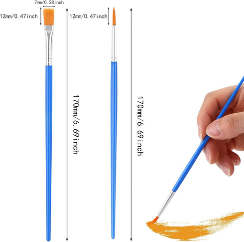 60 Pcs Paint Brushes,Round Flat Small Brush Bulk for Detail Painting...